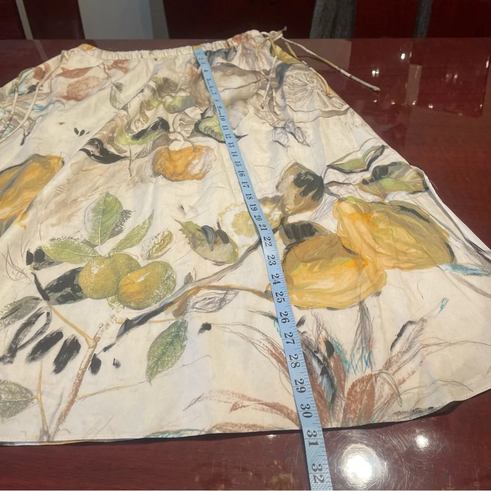 Zara Botanical Fruit Print Cotton Midi Skirt  M Cottagecore Coastal Grandmother - Picture 4 of 11